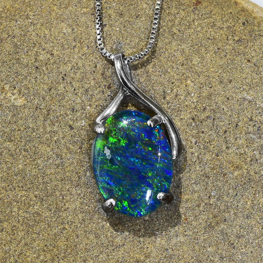 Large Triplet Opal Sterling Silver Necklace WJOP-004TR (16x12mm opal)