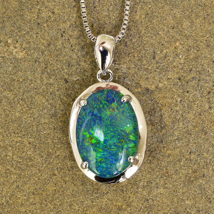 Sterling Silver Triplet Opal Necklace WJOP-008TR  (14x10mm opal)