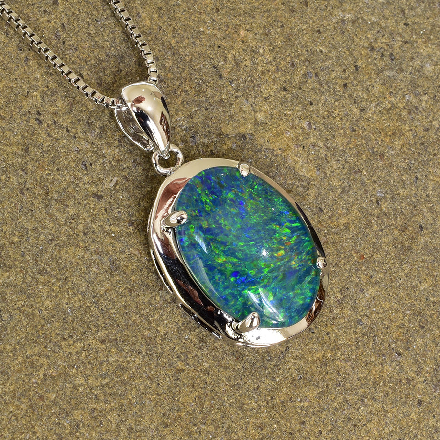 Sterling Silver Triplet Opal Necklace WJOP-008TR  (14x10mm opal)