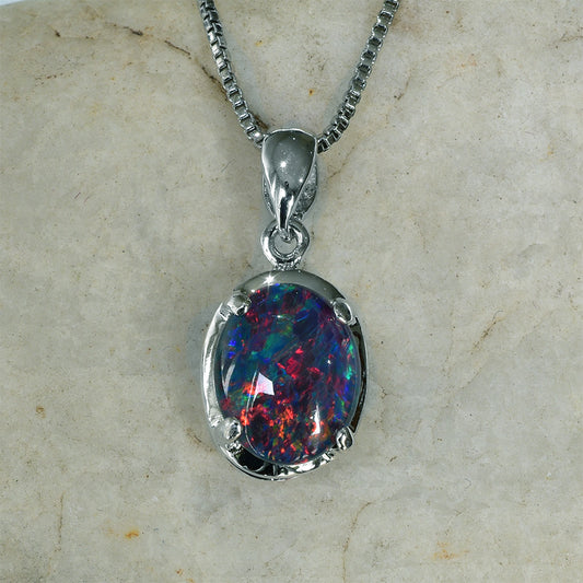 Sterling Silver Triplet Opal Necklace WJOP-017TR (10x8mm opal)