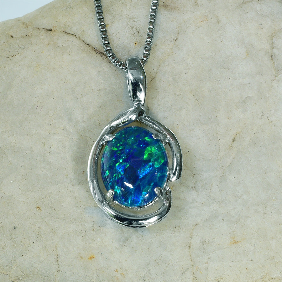 Sterling Silver Triplet Opal Necklace WJOP-020TR (10x8mm opal)