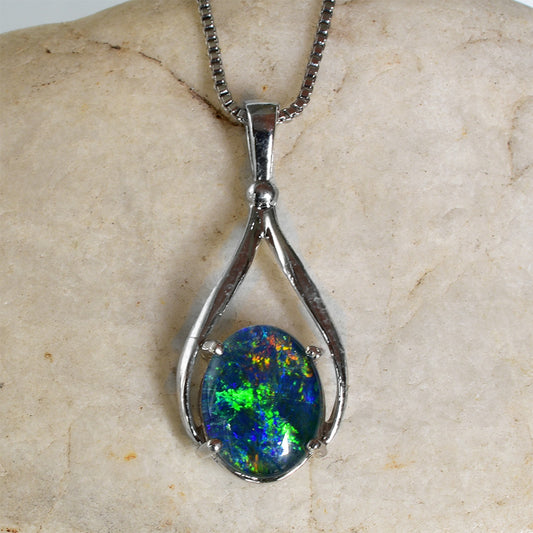 Sterling Silver Triplet Opal Necklace WJOP-022TR (10x8mm opal)