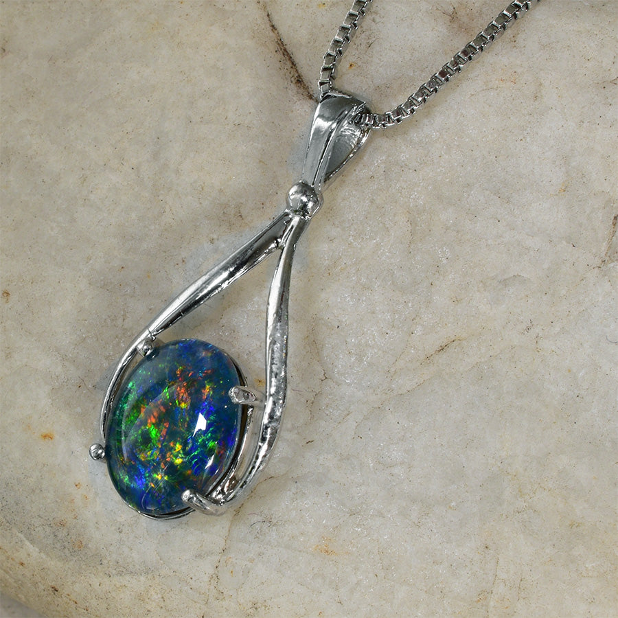 Sterling Silver Triplet Opal Necklace WJOP-022TR (10x8mm opal)