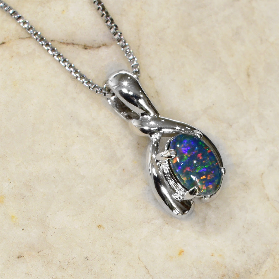 Sterling Silver Triplet Opal Necklace WJOP-036TR (7X5mm opal)