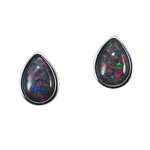 Sterling Silver Triplet Opal Earrings 10X7D EZ TR