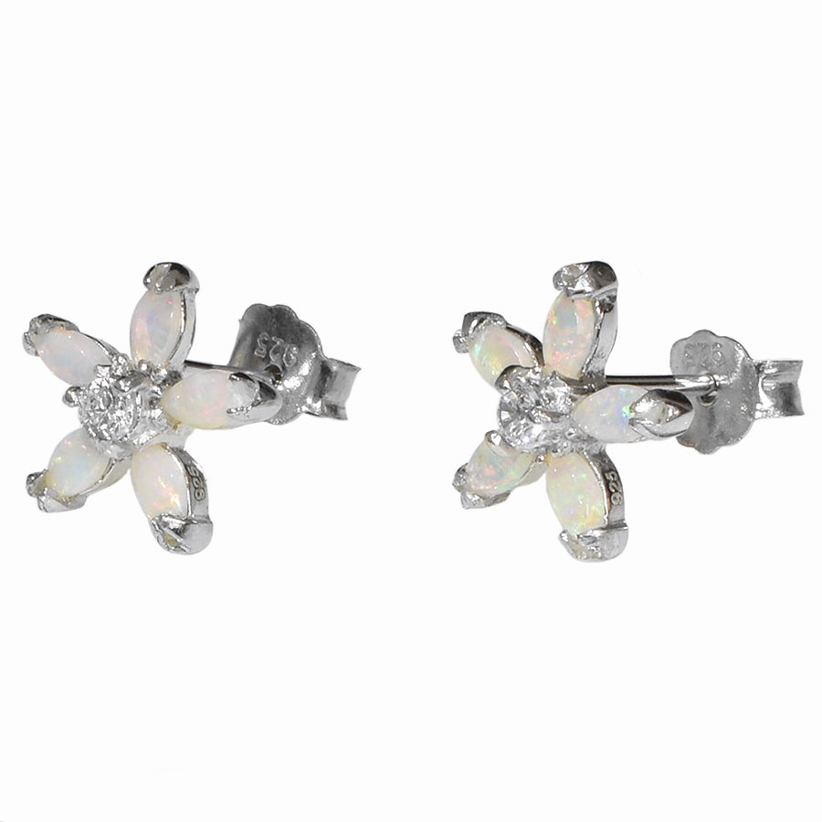 Sterling Silver Solid Light Opal Earrings (12E-SR)