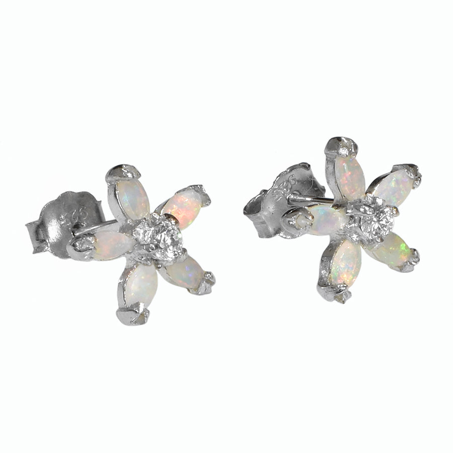 Sterling Silver Solid Light Opal Earrings (12E-SR)