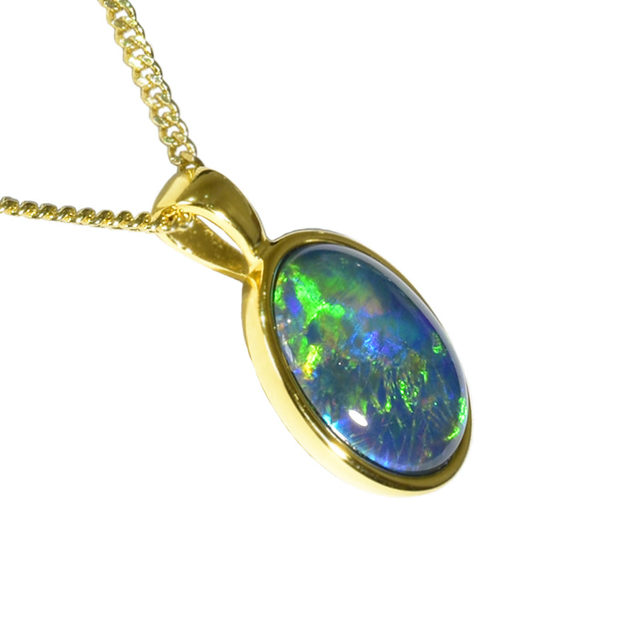 Triplet Opal Sterling Silver Necklace 18K GP (12X10PZ-TG)