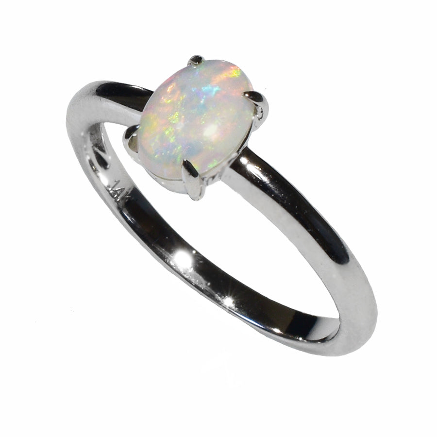 14K White Gold Solid Crystal OPAL RING 14KW-041S2 (SIZE M/6)
