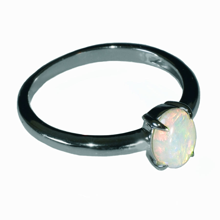 14K White Gold Solid Crystal OPAL RING 14KW-041S2 (SIZE M/6)