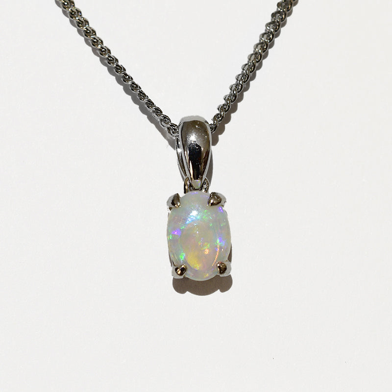 14K  White Gold Crystal Opal Necklace 14KW-OPS0153(7X5)
