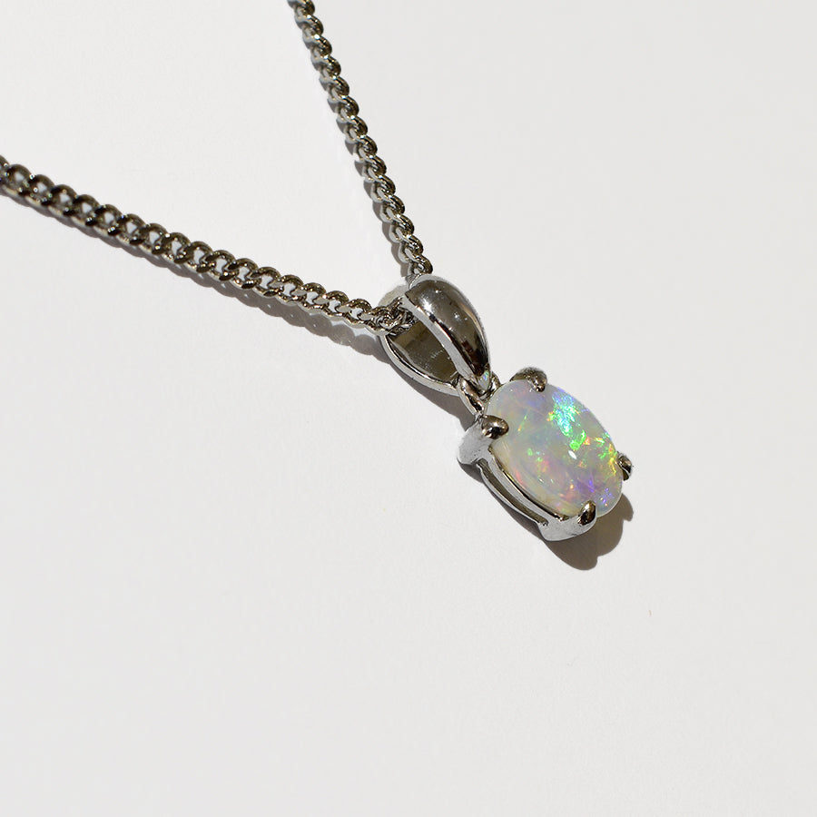 14K  White Gold Crystal Opal Necklace 14KW-OPS0153(7X5)