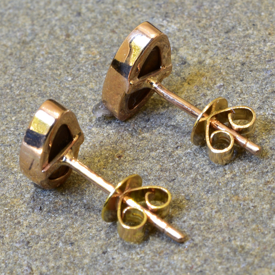 14K Yellow Gold Boulder Doublet Opal Earrings 14KY-OED002(9x4mm Free Form)