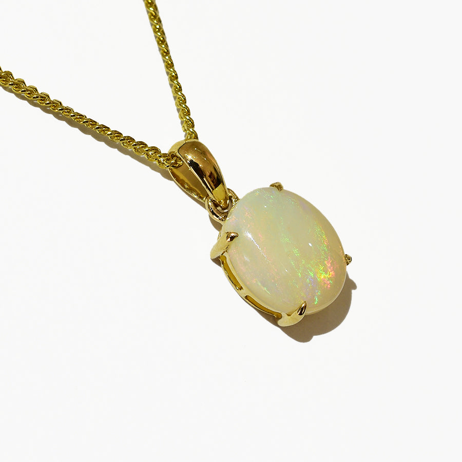14K  Yellow Gold Crystal Opal Necklace 14KY-OPS0156(10x8)