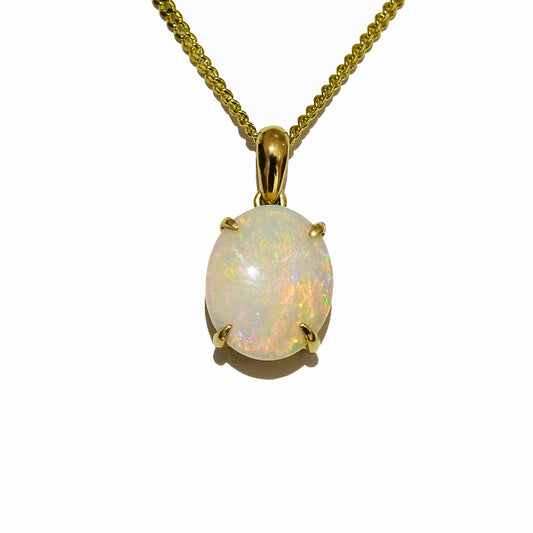 14K Yellow Gold Crystal Opal Necklace 14KY-OPS107(11x9)