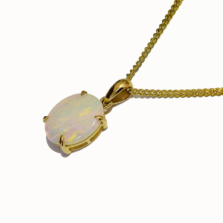 14K Yellow Gold Crystal Opal Necklace 14KY-OPS107(11x9)