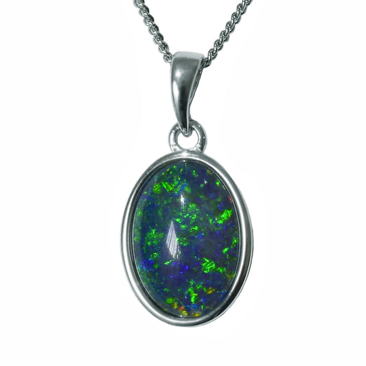 Triplet Opal Sterling Silver Necklace (14X10PZ-TR)