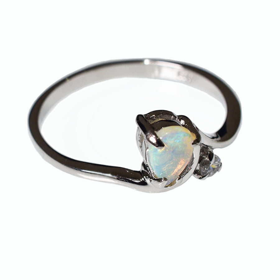 Sterling Silver Solid Crystal Opal Ring 17R-SR (SIZE N/7)