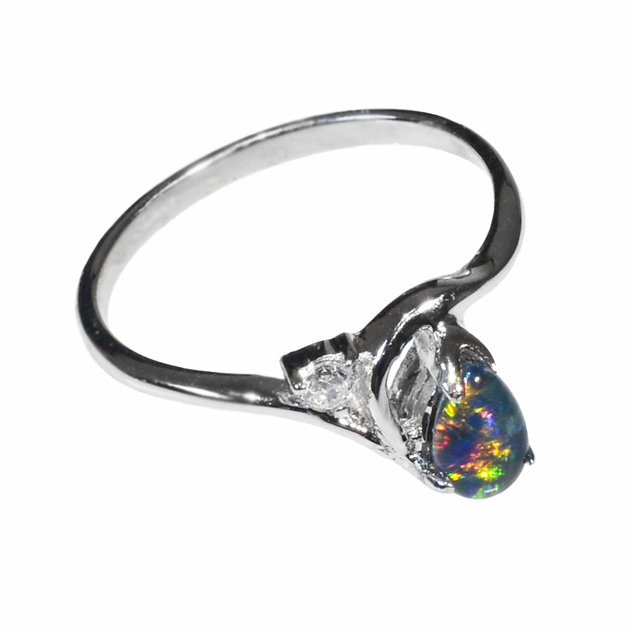 Sterling Silver Black Triplet Opal Ring 17R-TR (Size L or 6)