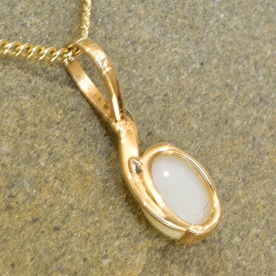 18K  Yellow Gold White Opal Necklace 18KY1-OPSBYK0001(8x6)
