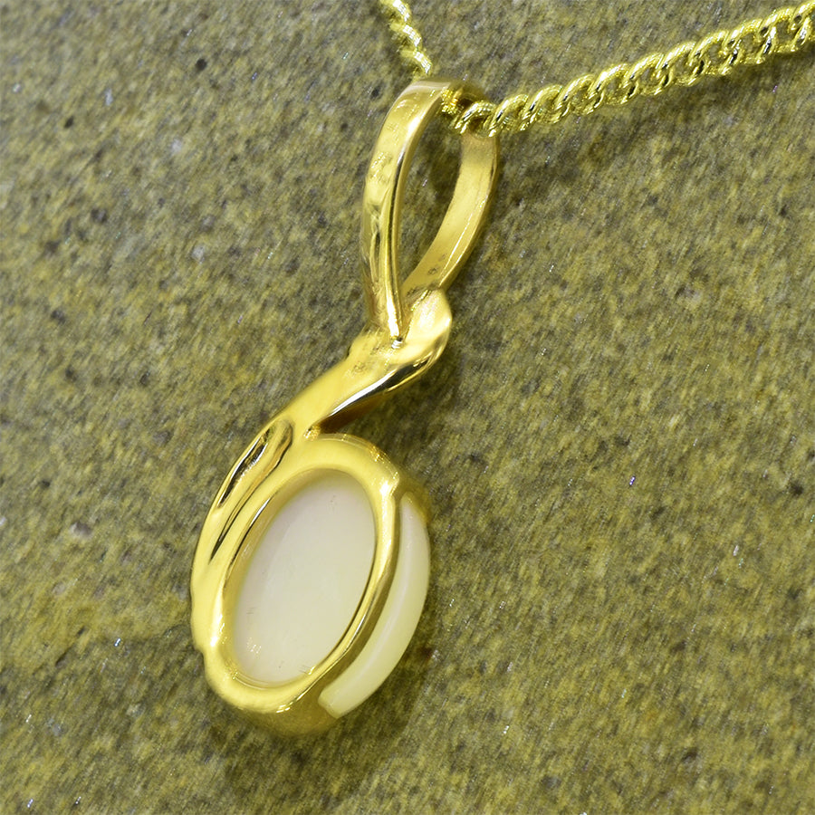 18K  Yellow Gold White Opal Necklace 18KY1-OPSBYK0001(8x6)