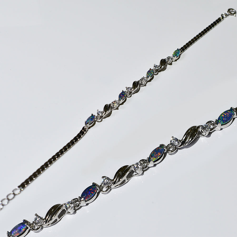 Sterling Silver Black Triplet Opal Bracelet 22B-TR (6x3mm)Marquis