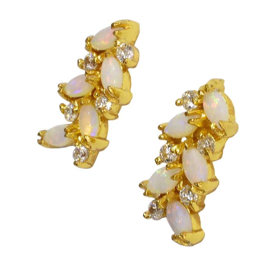 Sterling Silver Solid Light Opal Earrings (27E-SG)
