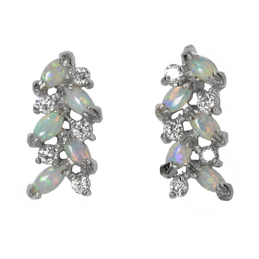 Sterling Silver Solid Light Opal Earrings (27E-SR)
