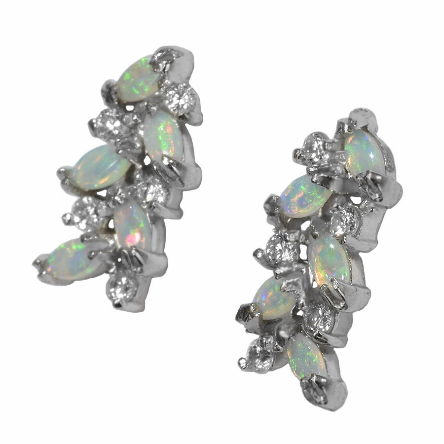Sterling Silver Solid Light Opal Earrings (27E-SR)