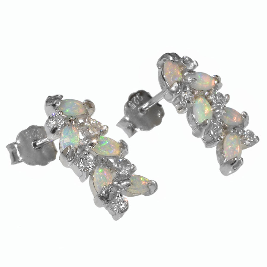 White Opal - White Gold Opal Earrings | Australian Opal Direct