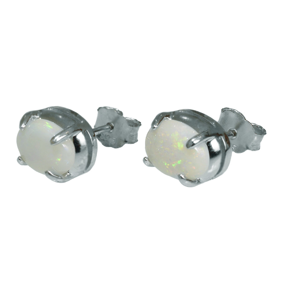 Sterling Silver Solid Light Opal Earrings (28E-SR8X6)