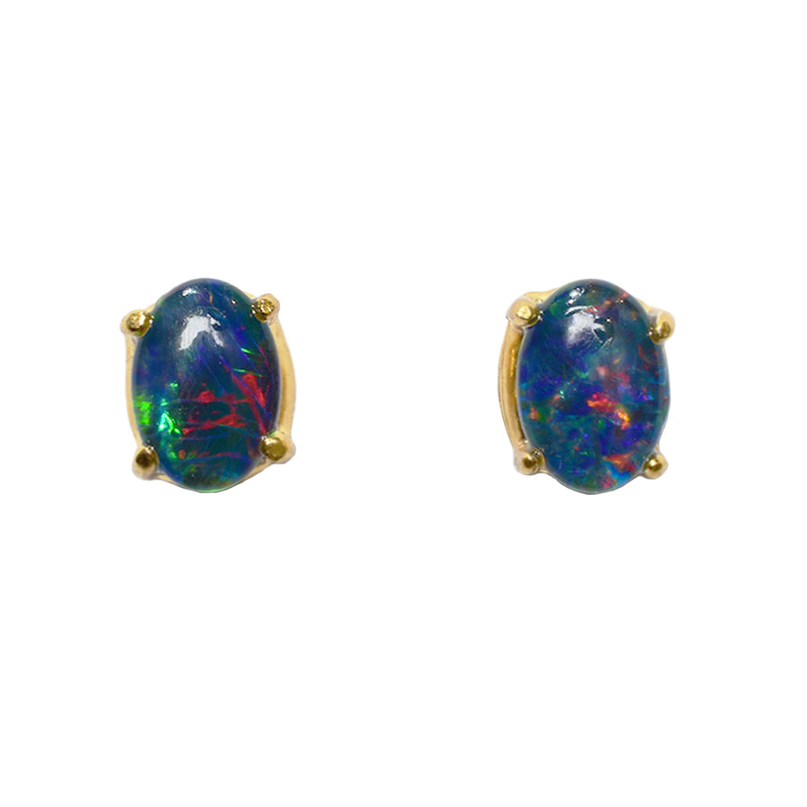 Sterling Silver Triplet Opal Earrings 18K GP (28E-TG7x5)