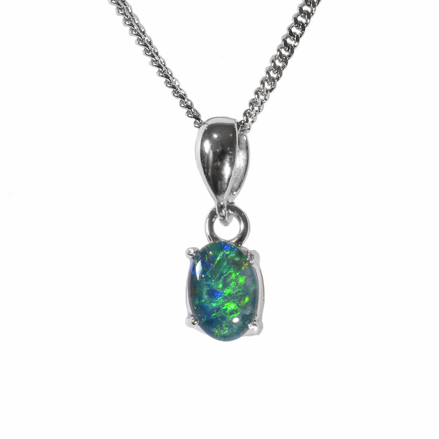 Triplet Opal Sterling Silver Necklace 28P-7X5TR