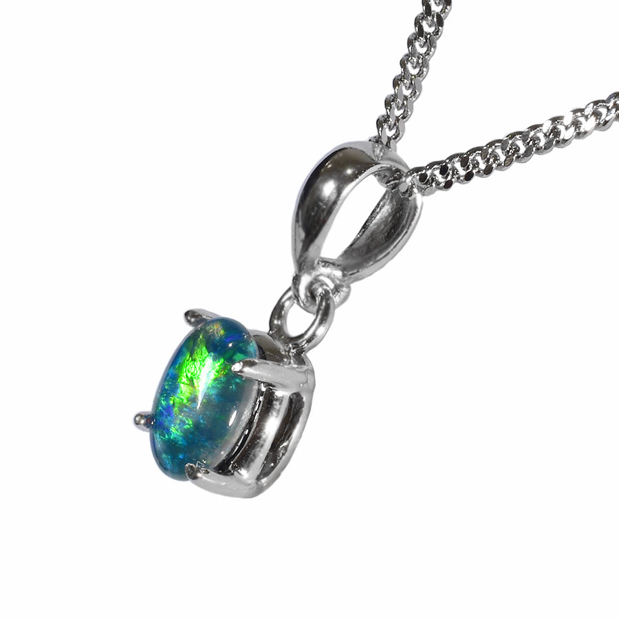 Triplet Opal Sterling Silver Necklace 28P-7X5TR – Australian Fire