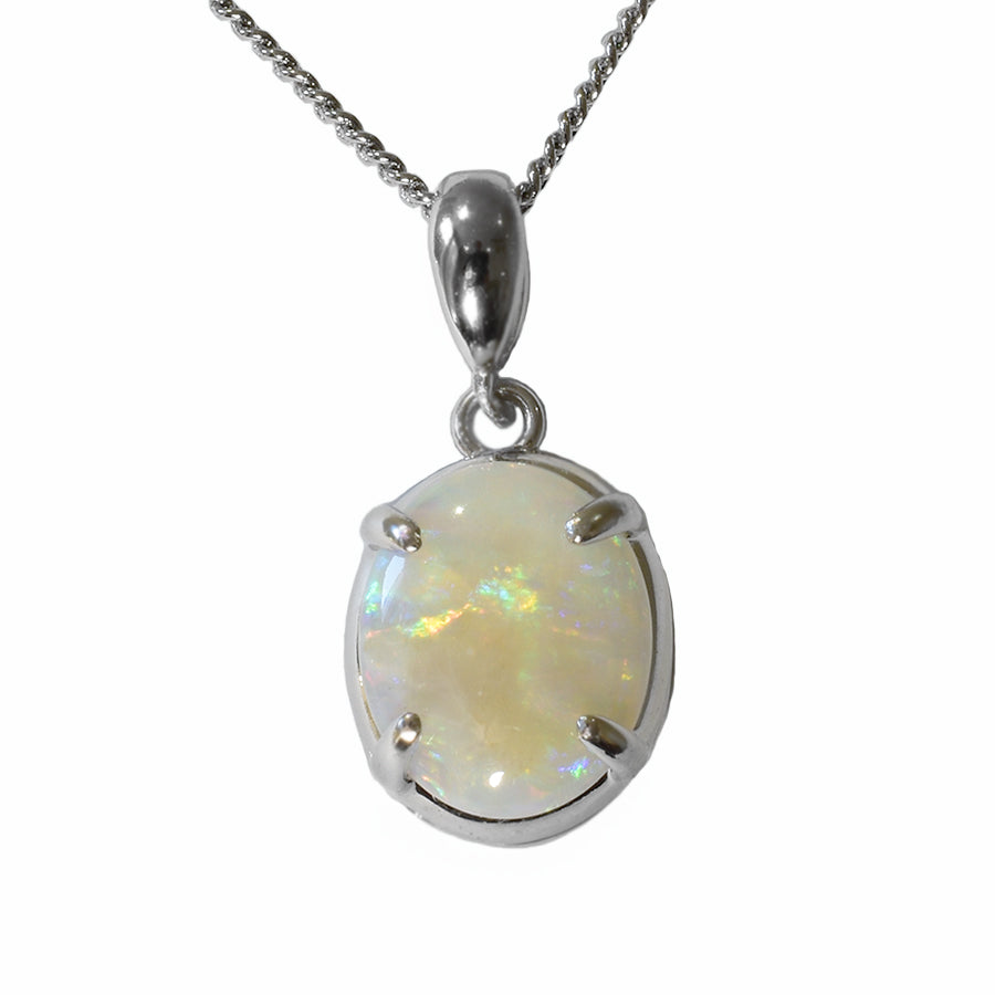 Solid Opal Sterling Silver Necklace  (28P-SR11X9)