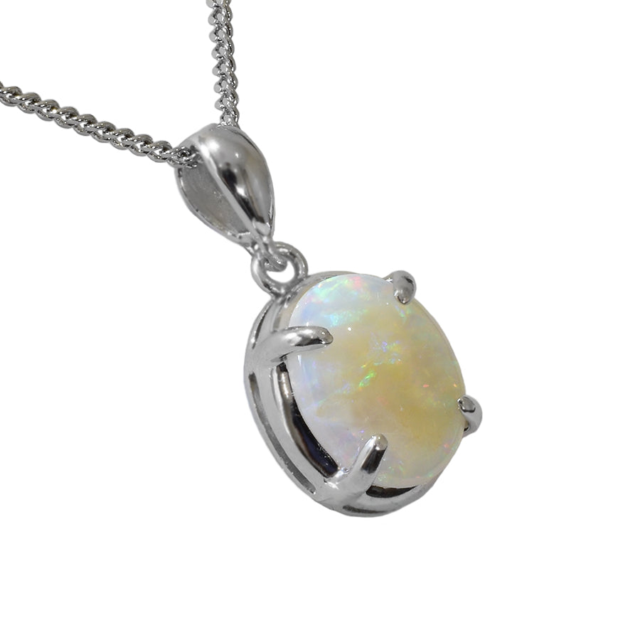 Solid Opal Sterling Silver Necklace  (28P-SR11X9)