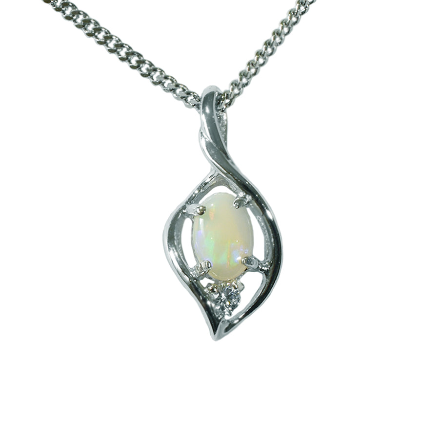 Solid Crystal Opal Sterling Silver Necklace  29P-SR 6x4