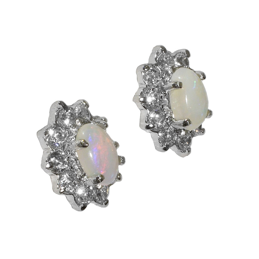 Sterling Silver Solid Light Opal Earrings (35E-SR7x5)