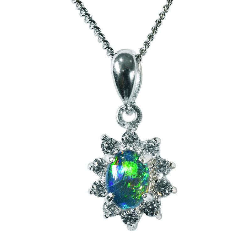 Triplet Opal Sterling Silver Necklace  35P-7X5TR