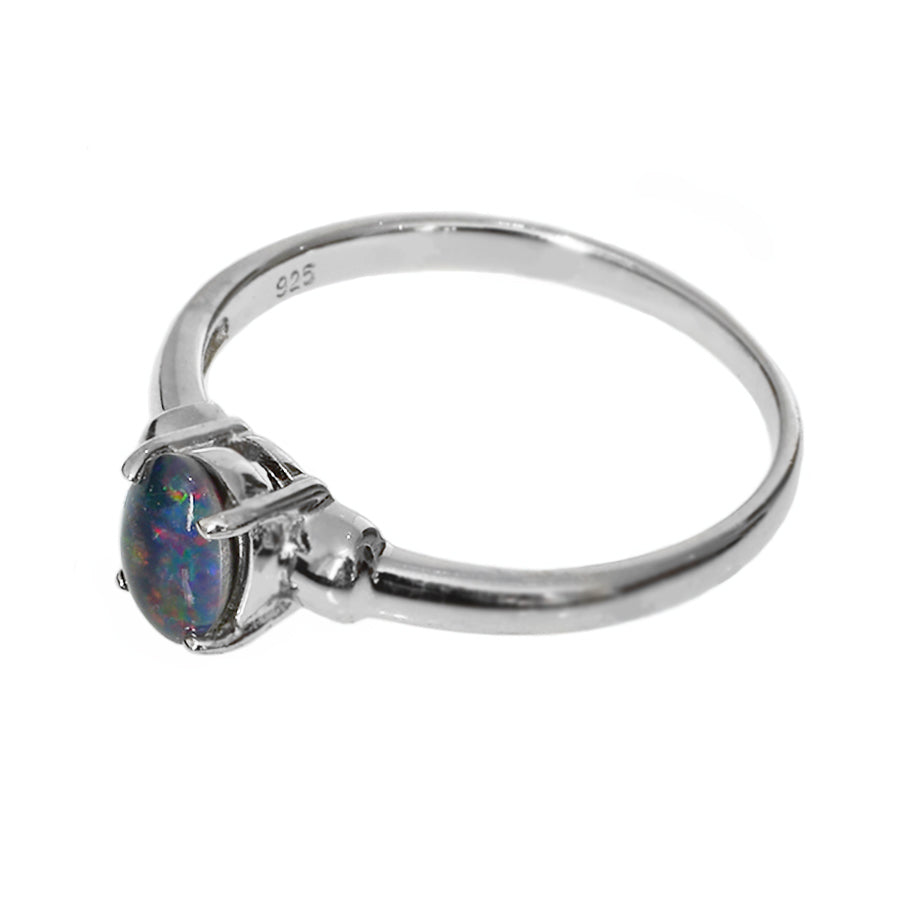 Sterling Silver Black Triplet Opal Ring 45R-TR6x4(size 6)