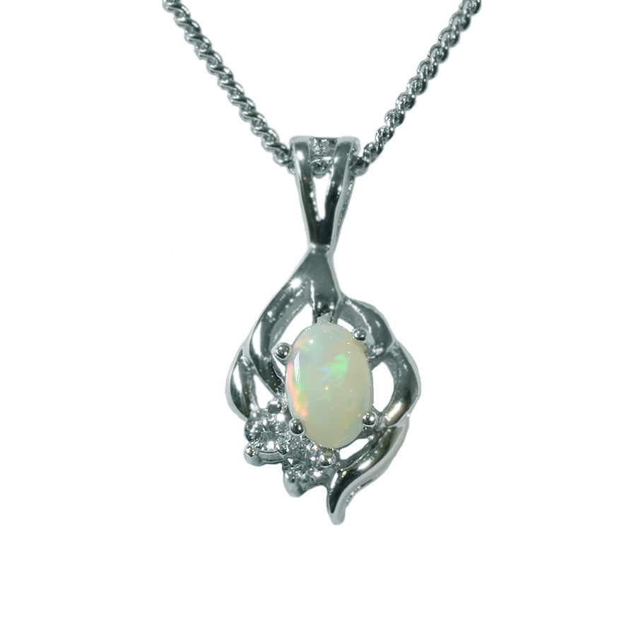 Solid Opal Sterling Silver Necklace  54P-SR 6x4