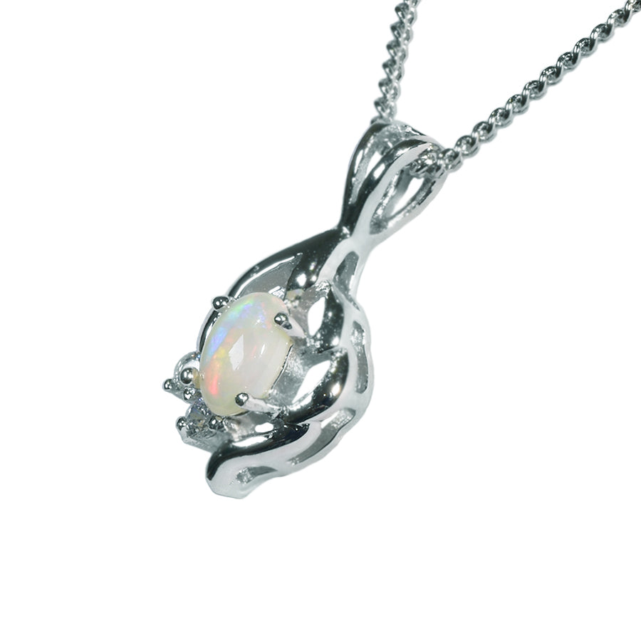 Solid Opal Sterling Silver Necklace  54P-SR 6x4