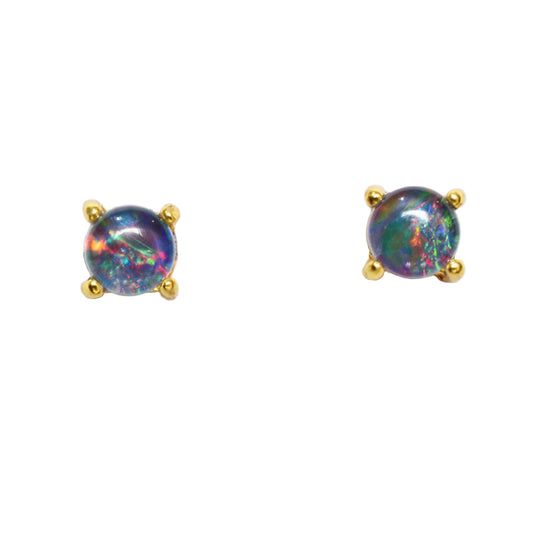 Sterling Silver Triplet Opal Earrings 18K GP (58E-TG4mm)