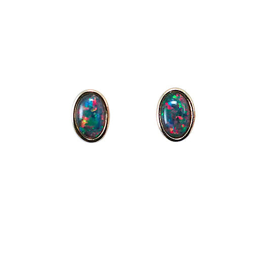 Sterling Silver Triplet Opal Earrings 18K GP 6X4 EZ TG