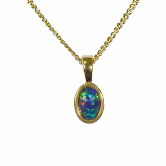 Sterling Silver Triplet Opal Necklace 18K GP (6X4PZ-TG)