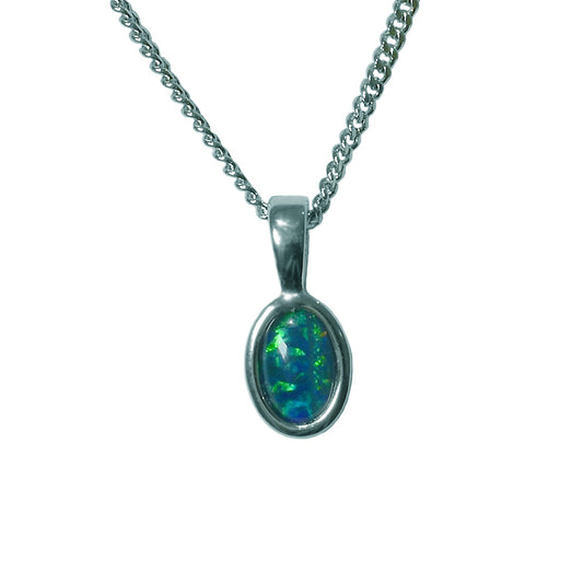 Sterling Silver Black Triplet Opal Necklace (6X4PZ-TR)