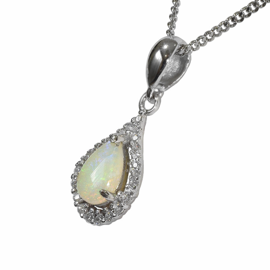 Solid Opal Sterling Silver Necklace 76P-SR 8x5D