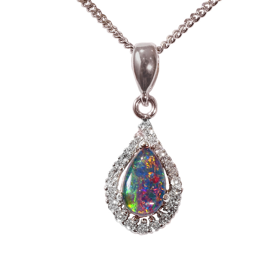 Triplet Opal Sterling Silver Necklace  76P-TR 8x5D