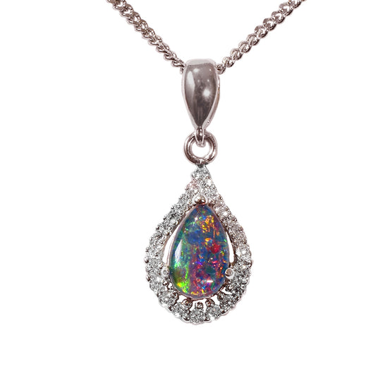 Triplet Opal Sterling Silver Necklace  76P-TR 8x5D