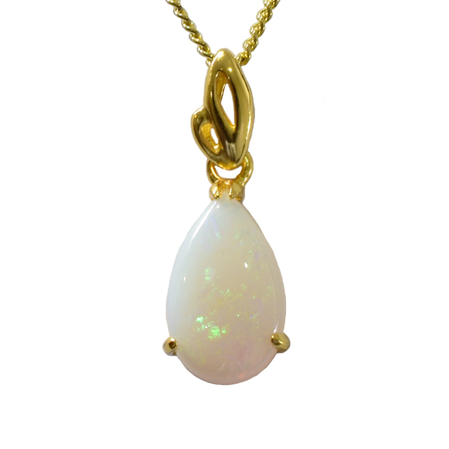 Natural Solid Opal Sterling Silver Necklace 18K GP (80P-SG13x8D)